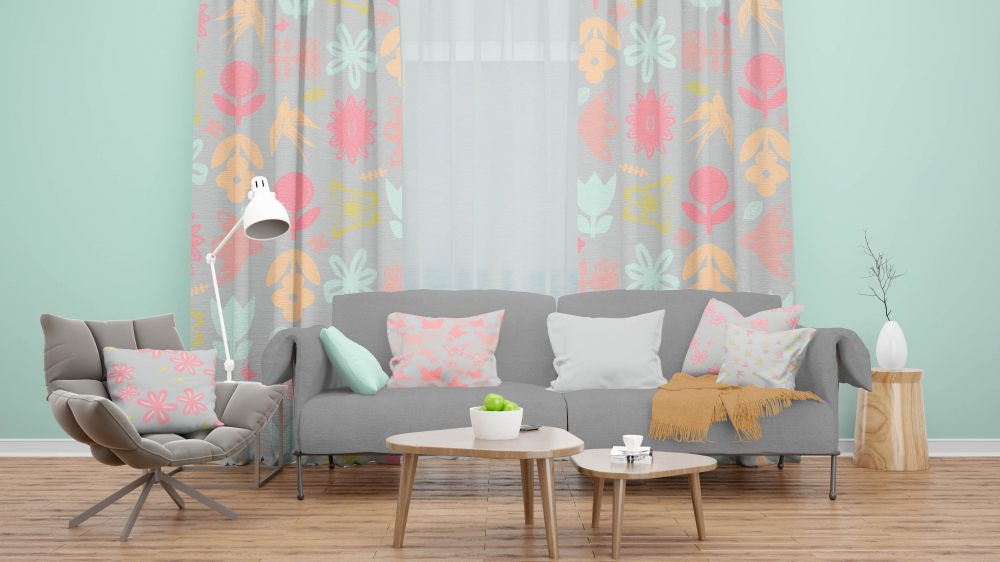interieuradvies Gordijnen bloemen en kussens